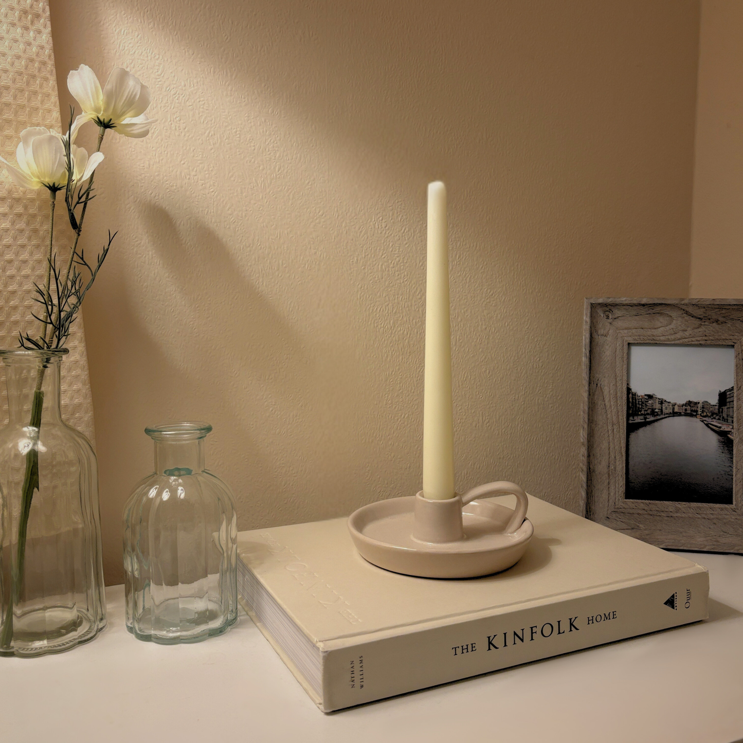 Ceramic Candlestick Holder with Handle