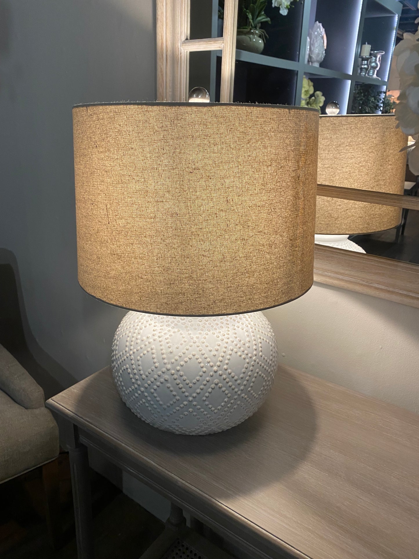 Valencia Beaded White Ceramic Lamp