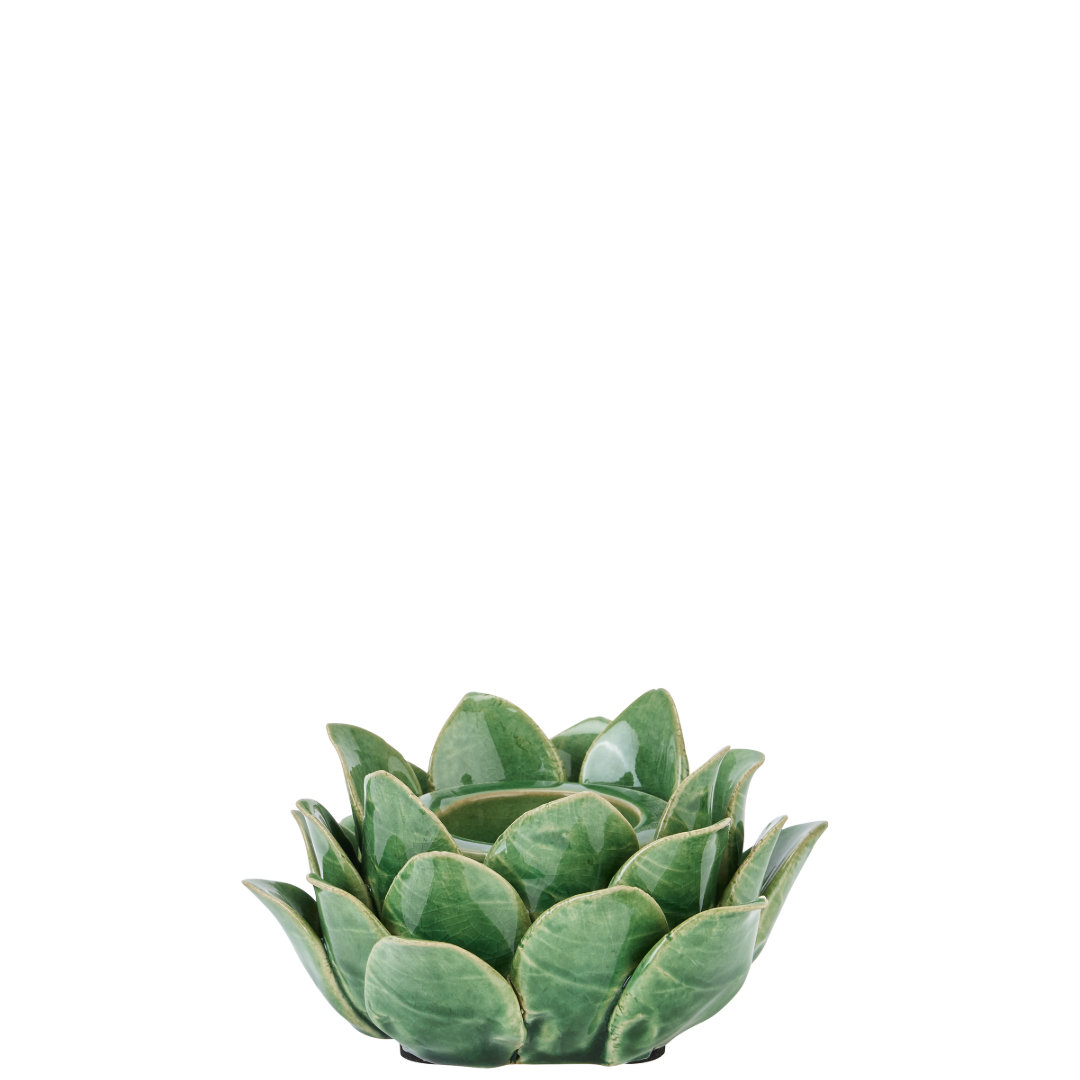 Green Ceramic Candle Holder Artichoke Design