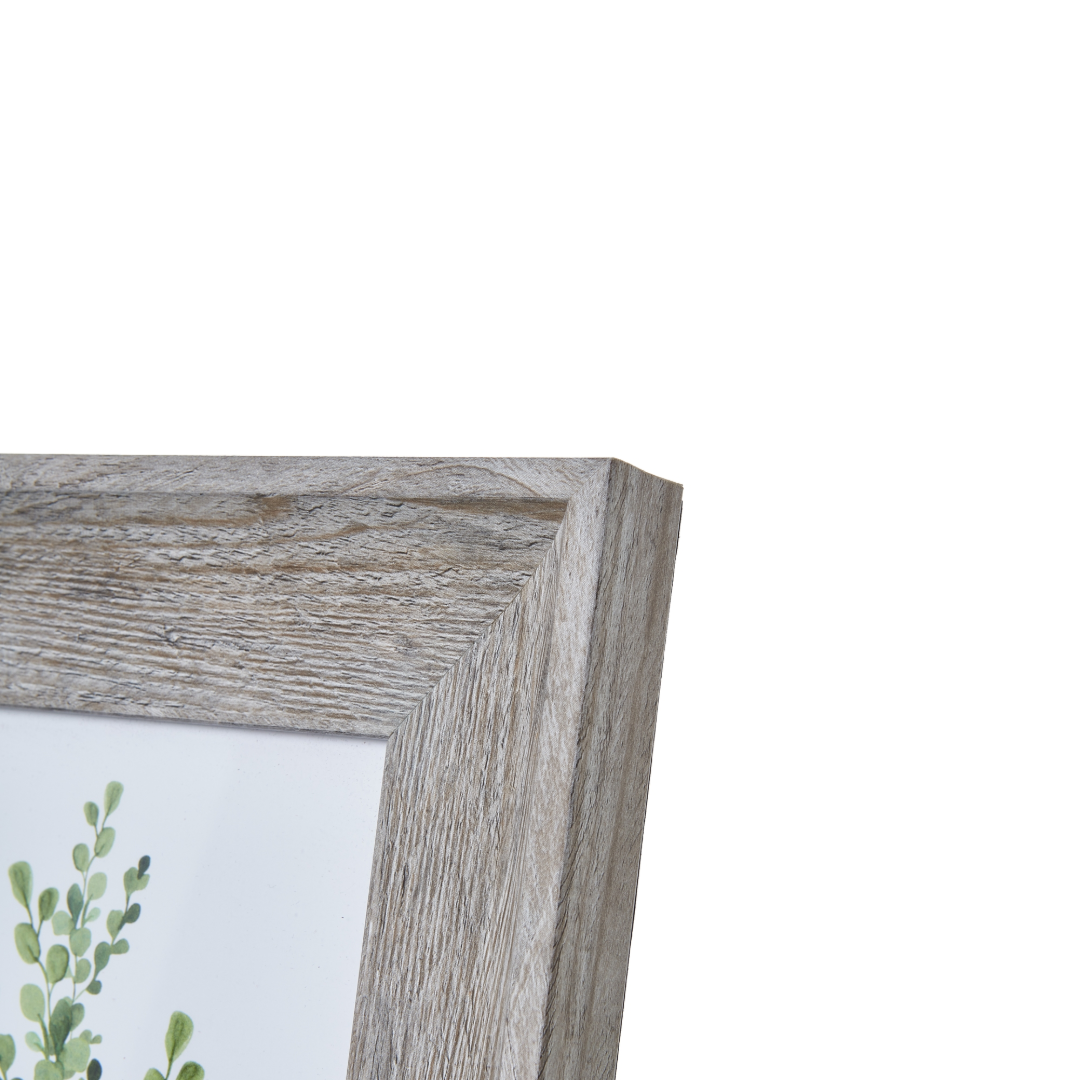 Close-up of the wood detail on a 5x7in weathered grey photo frame