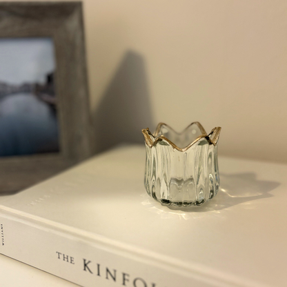 Gold Rim Glass Tealight Holder