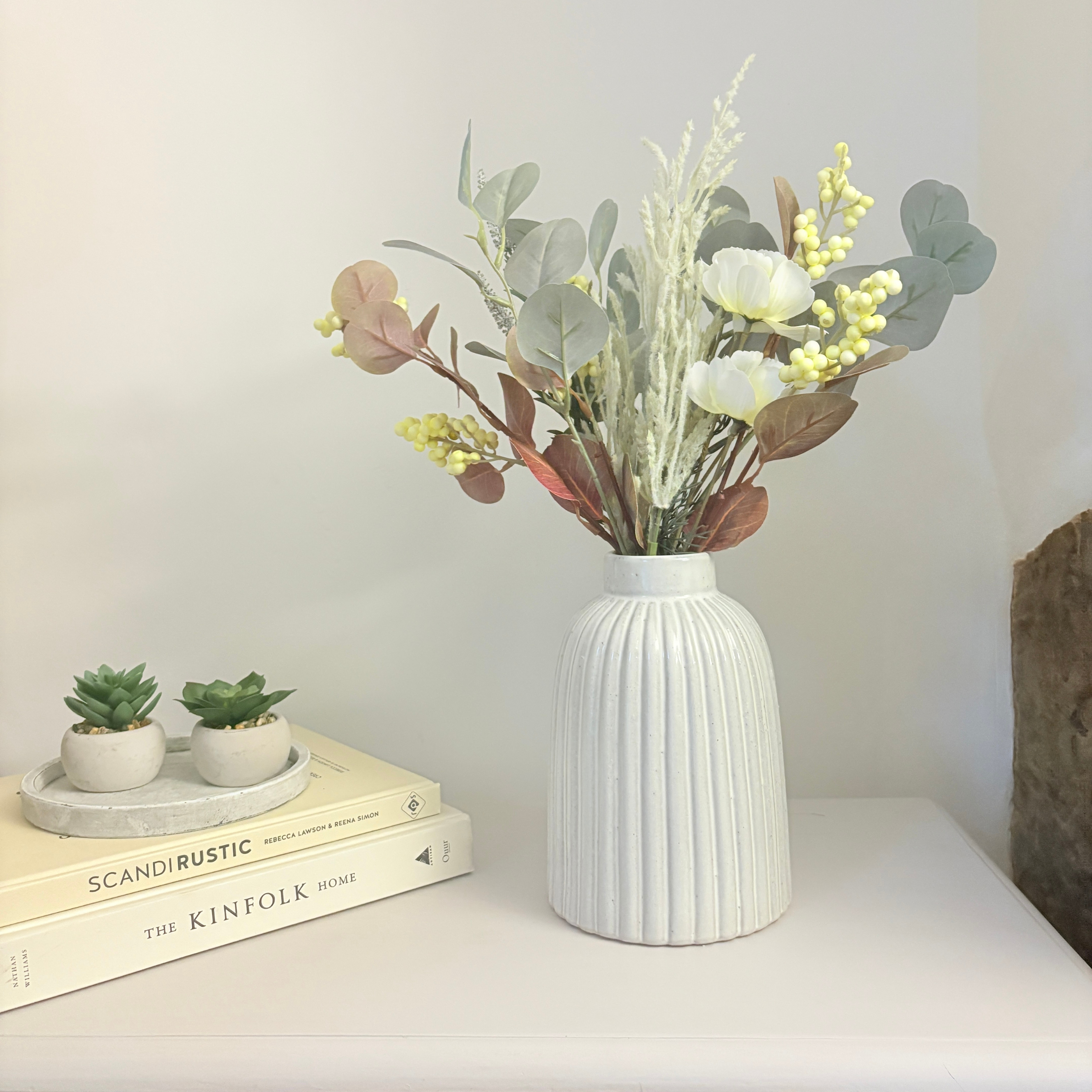 Ceramic Ribbed Bell Vase