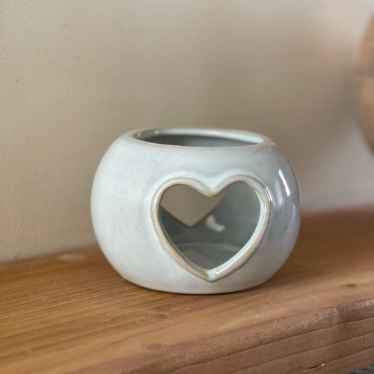Round Ceramic Heart Tealight Candle Holder