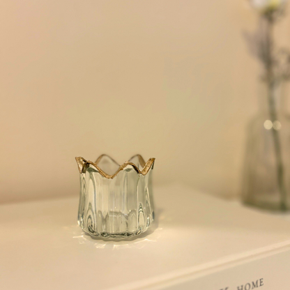 Gold Rim Glass Tealight Holder