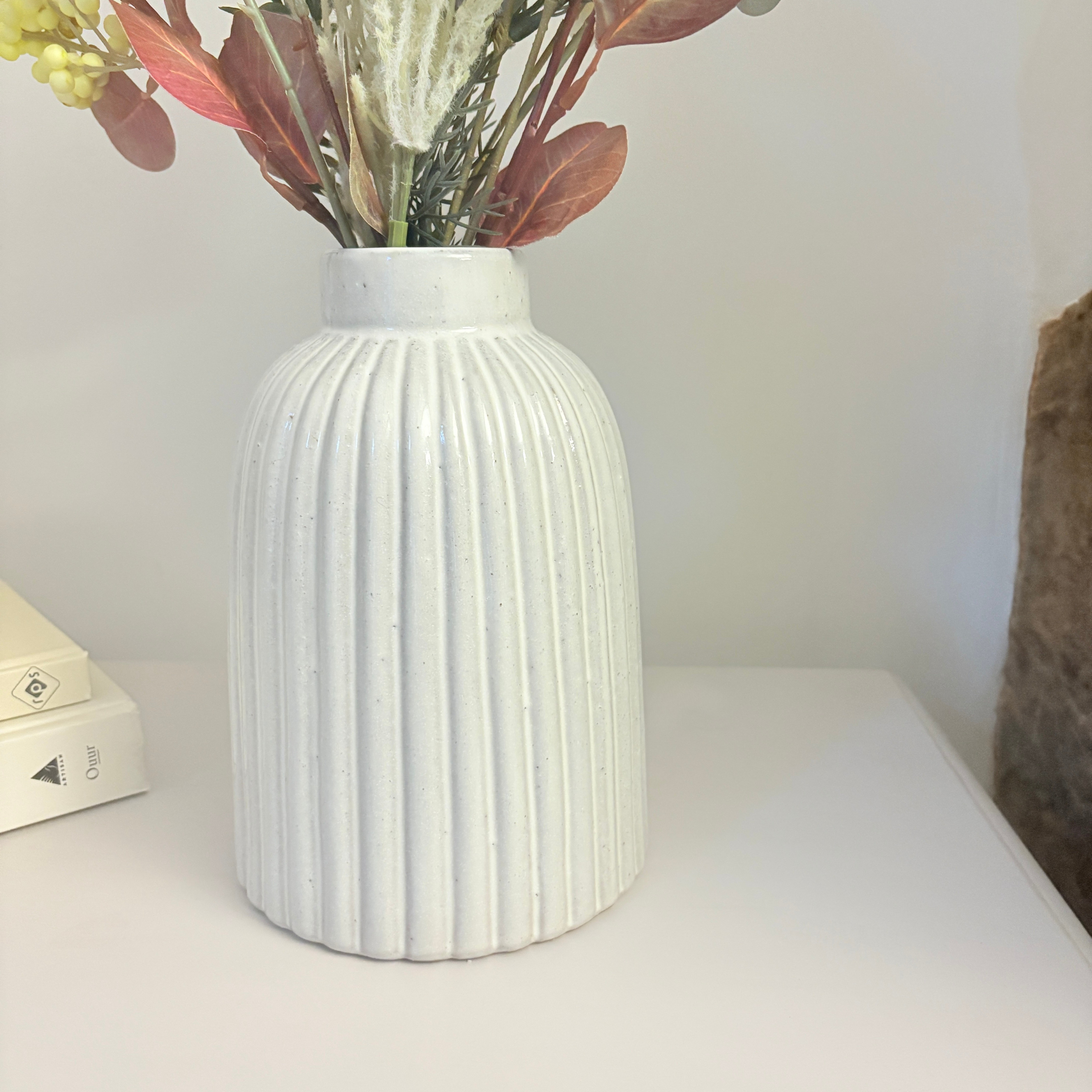 Ceramic Ribbed Bell Vase
