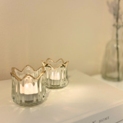 Gold Rim Glass Tealight Holder