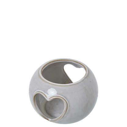 Round Ceramic Heart Tealight Holder