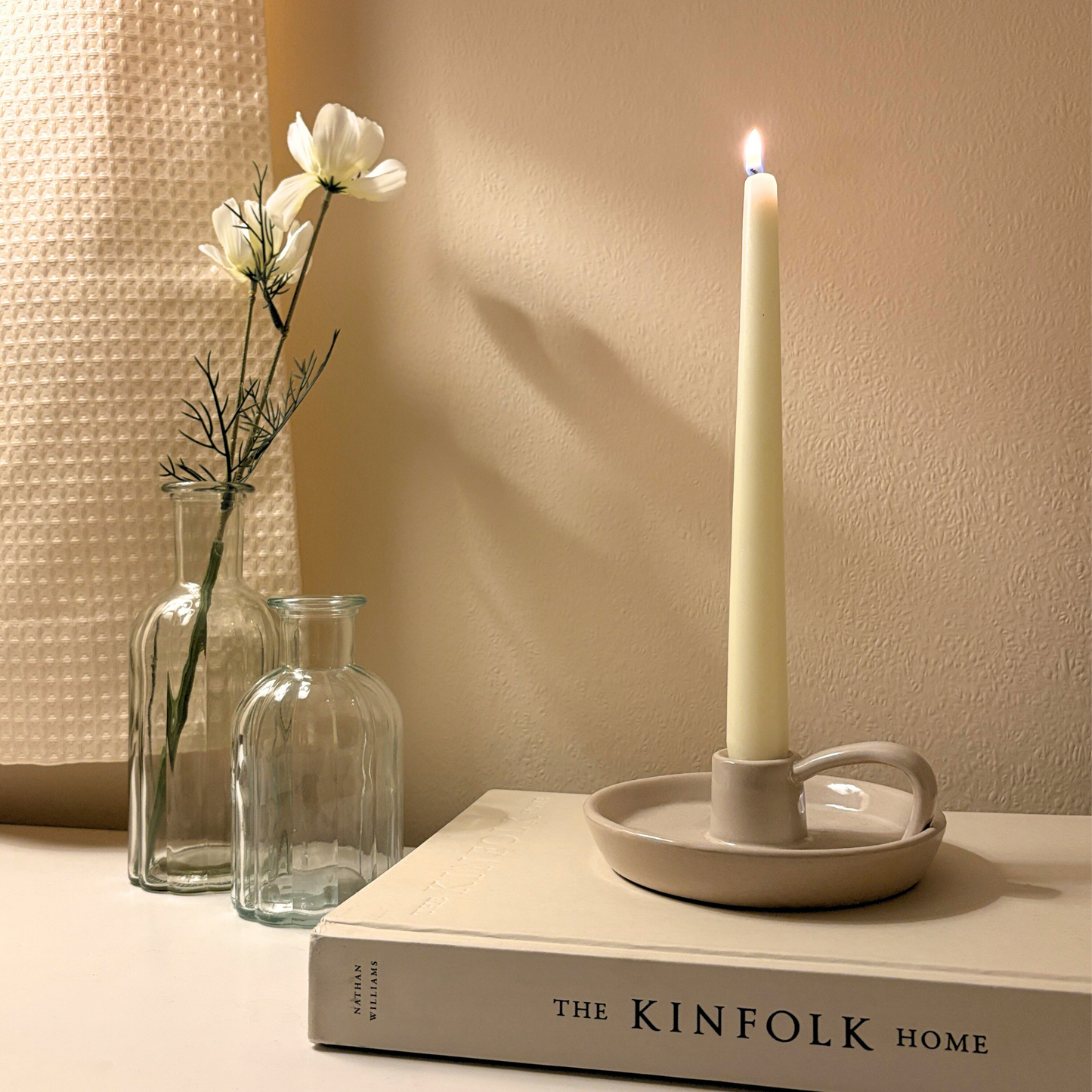 Ceramic Candlestick Holder with Handle