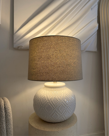 Valencia Beaded White Ceramic Lamp