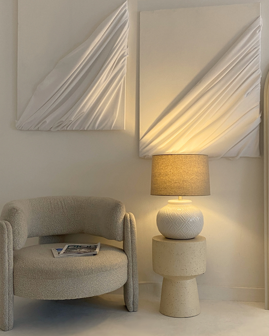 Valencia Beaded White Ceramic Lamp